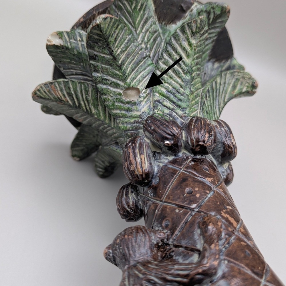 Vintage Style Monkey Palm Tree Coconuts Pillar Candle Stands Holders - Set of 2 - Picture 14 of 16